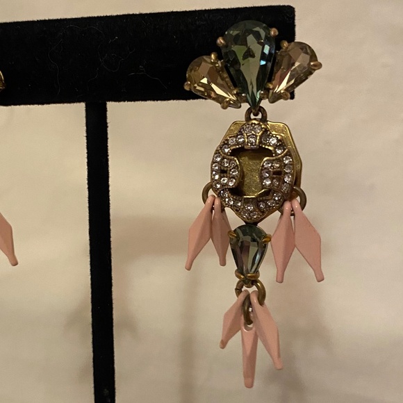 JCrew Multicolor Crystal & Enamel Chandelier Dangle Earrings Y2K, 2.5" length - Picture 2 of 11